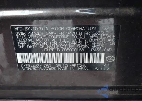 2013 Lexus Gs 350 from USA, damaged, VIN JTHBE1BL0D5000188